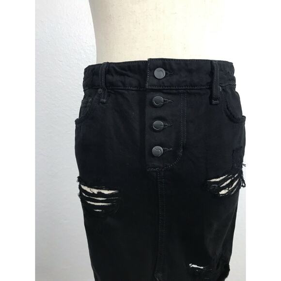 Joe's Jeans Distressed Frayed Stretch Button Fly Denim Skirt - Picture 5 of 9